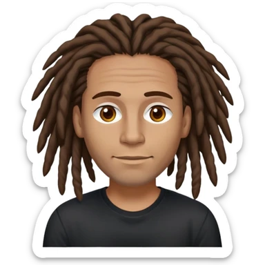 columbian tech man with brown hair, dreadlocks, brown eyes. No forehead wrinkles & black shirt. sticker