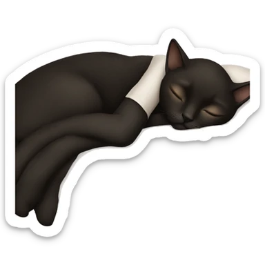 White girl brown hair sleeping with black cat sticker