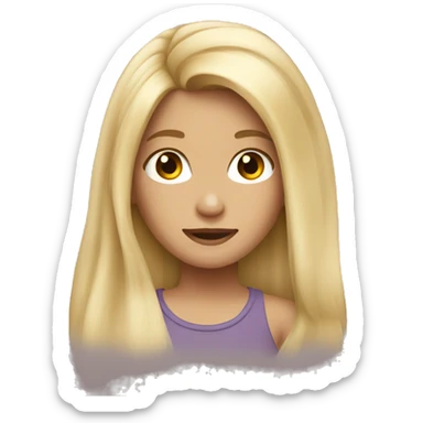 blond girl with pony long hair  sticker