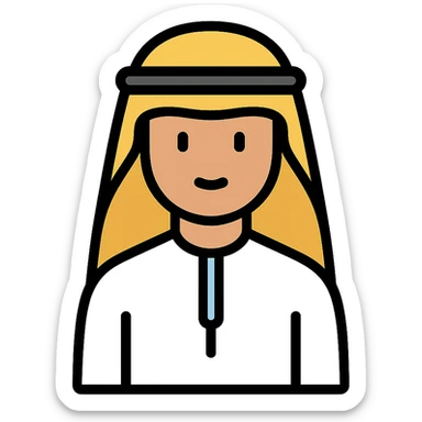 color outline icon of a Gulf Arab man in traditional dress sticker