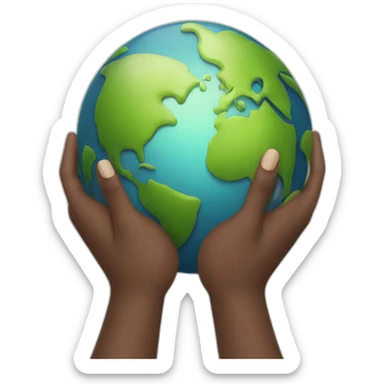 hands holding planet earth sticker