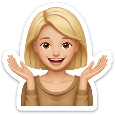 A girl with her hands holding her neck while laughing sticker