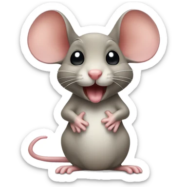 a mouse sweating with its tongue out sticker