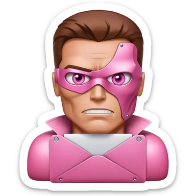 schwarzenegger-looking human pink terminator whit one eye representing email envelope sticker
