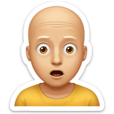 a classic yellow bald emoji, when he/she see bil, and suprised with cheapest prices sticker