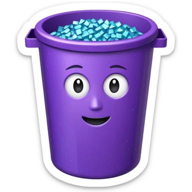 Glitter Purple and Cian  metal rubbish bin office sticker