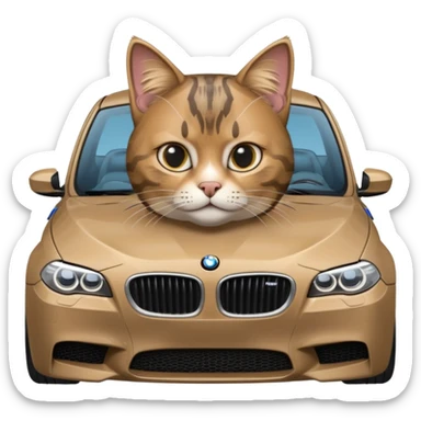 kedi bir bmw m5 kullanıyor sticker