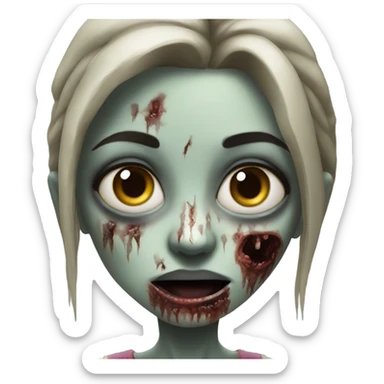 realistic portrait of girl zombie  sticker