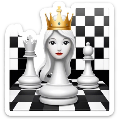 white queen chess piece on chess square sticker