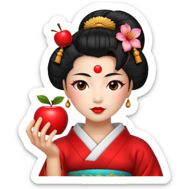 geisha god with an apple sticker