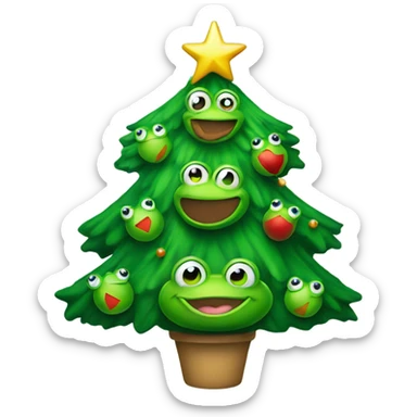 Christmas tree with frog ornaments sticker