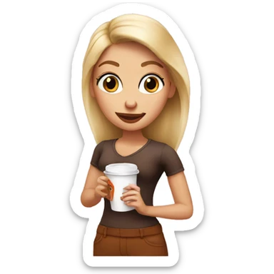 blonde girl drinking dunkin donuts coffee sticker
