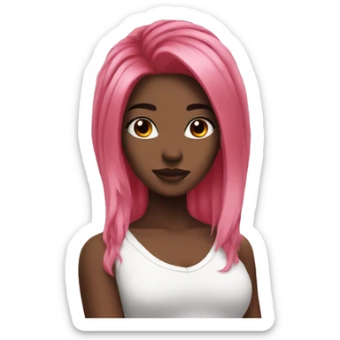 pink hair red eyes black markings sticker