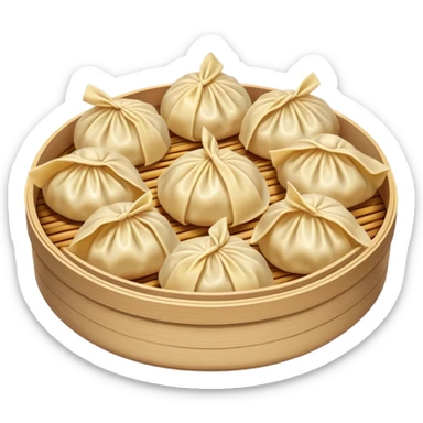 Chinese dumplings, steaming hot with pleated edges, traditional food, emoji style sticker