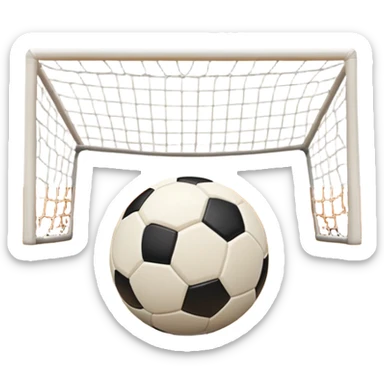 A close-up of a mini-football (futsal) ball placed on a wooden floor of an indoor sports hall, with the goalposts in the background. The scene highlights the smooth texture of the ball and the detailed net of the goal, emphasizing the fast-paced nature of the sport. sticker