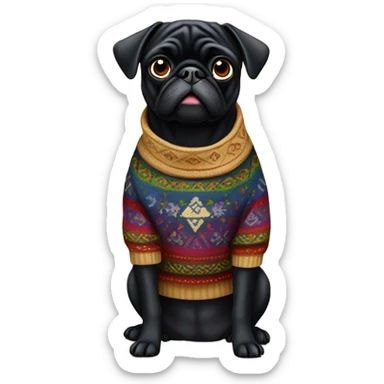 Black pug a Jewish sweater sticker