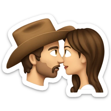 Cowboy with brown hair kissing cowgirl with brown hair sticker