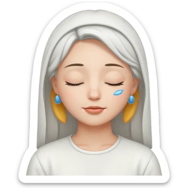 closed eyes relieved facial expression in white outfit sticker