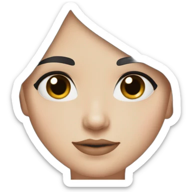 white girl with black hair, brown eye, blush on the cheeks sticker