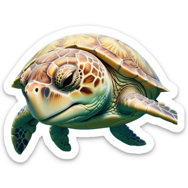 Meme-Worthy Cute Sleeping Sea Turtle Portrait Emoji, Head resting peacefully with a contented smile, showcasing a stately, patterned shell and a smooth, ancient body with eyes gently closed in serene slumber, Simplified yet adorably endearing features, highly detailed, glowing with a soft, drowsy oceanic light, high shine, relaxed and utterly lovable, stylized with an air of playful laziness, soft glowing outline, capturing the essence of a sleeping sea turtle that feels destined to become the next viral icon of adorable rest! sticker