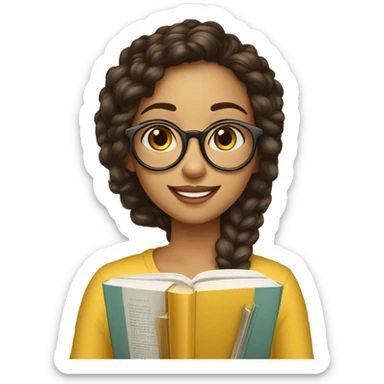 menina de óculos branco lendo um livro de capa amarela sticker