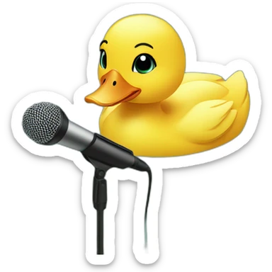 duckling in a pool with a microphone sticker
