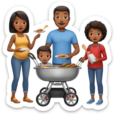 cookout with black family mom,dad,daughter,son, and baby sticker