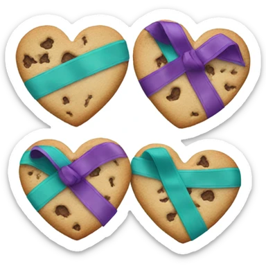 Cookie heart with teal purple support ribbon sticker