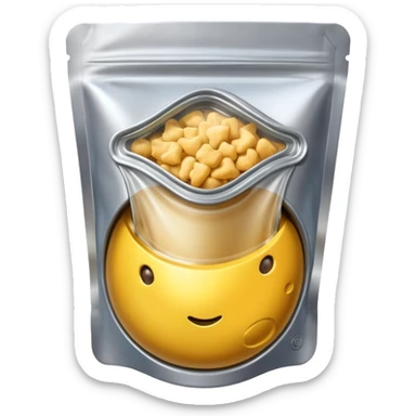 Space food pouch Slightly puffed up due to pressure. sticker