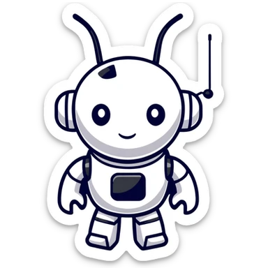 Cute android robot mascot with antenna sticker