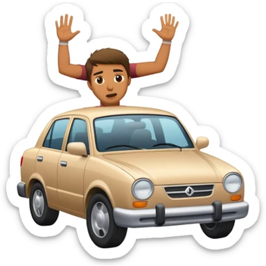 Guy getting hit by car  sticker