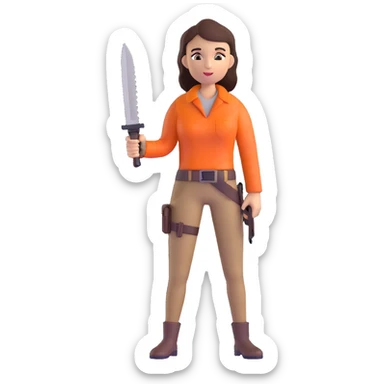 Outdoorsy woman with a survival knife sticker
