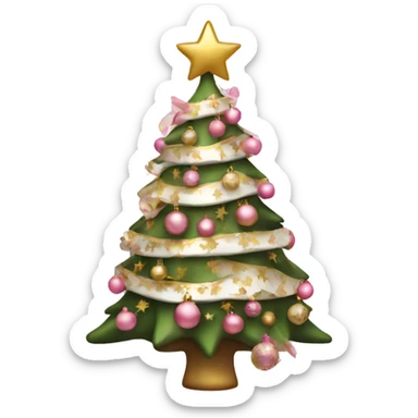 christmas tree with pink and gold and white decorations sticker
