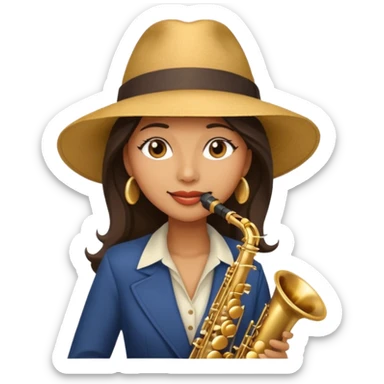 The woman in the hat playing the saxophone sticker