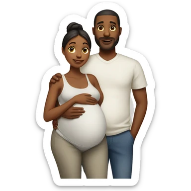 A pregnant woman with her husband  sticker