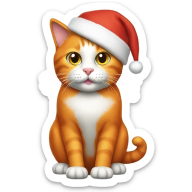 Orange cat wearing Santa suit sticker