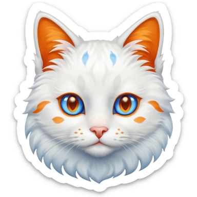hazme un gato blanco con manchas naranjas y ojos azules sticker