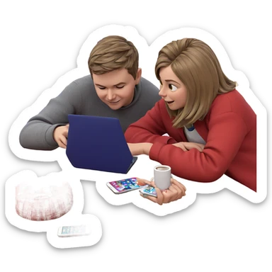 cozy girl by christmas tree sticker