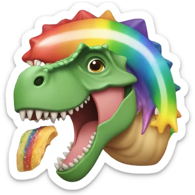 Dinosaur eating a rainbow sticker