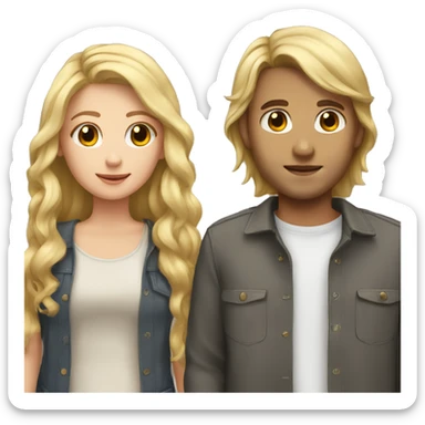 Boyfriend blond hair and girlfriend brown hair sticker