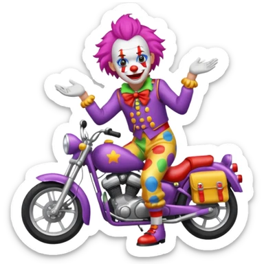 motorcycle-riding clown  sticker