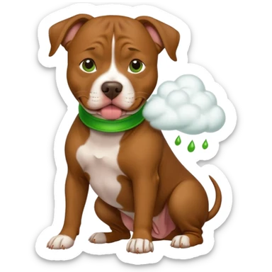 brown pit bull dog with green burp cloud  sticker