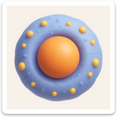 Make the human cell with a prominent nucleus detail in the style of microsoft style 3d fluent emojis sticker