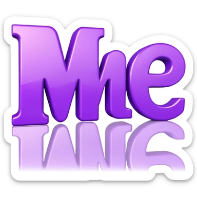 3D text that spells "me" in a shiny purple font  sticker