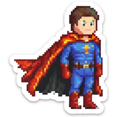 superhero with flowing cape sticker
