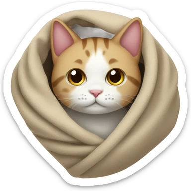 cat in a blanket sticker