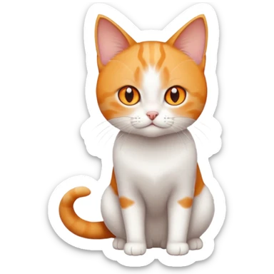 full body tiny short hair ginger and white cat with orange eyes  sticker