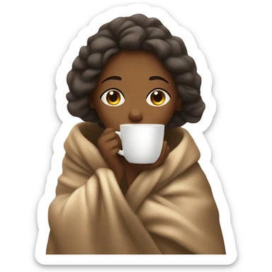 girl inside a blanket sipping coffee eyes closed sticker