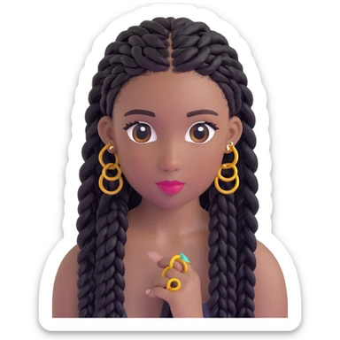 black box braids with decorative rings sticker