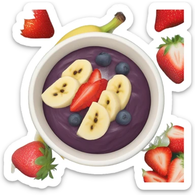 Bowl of blended açai with banana and strawberry slices on top  sticker